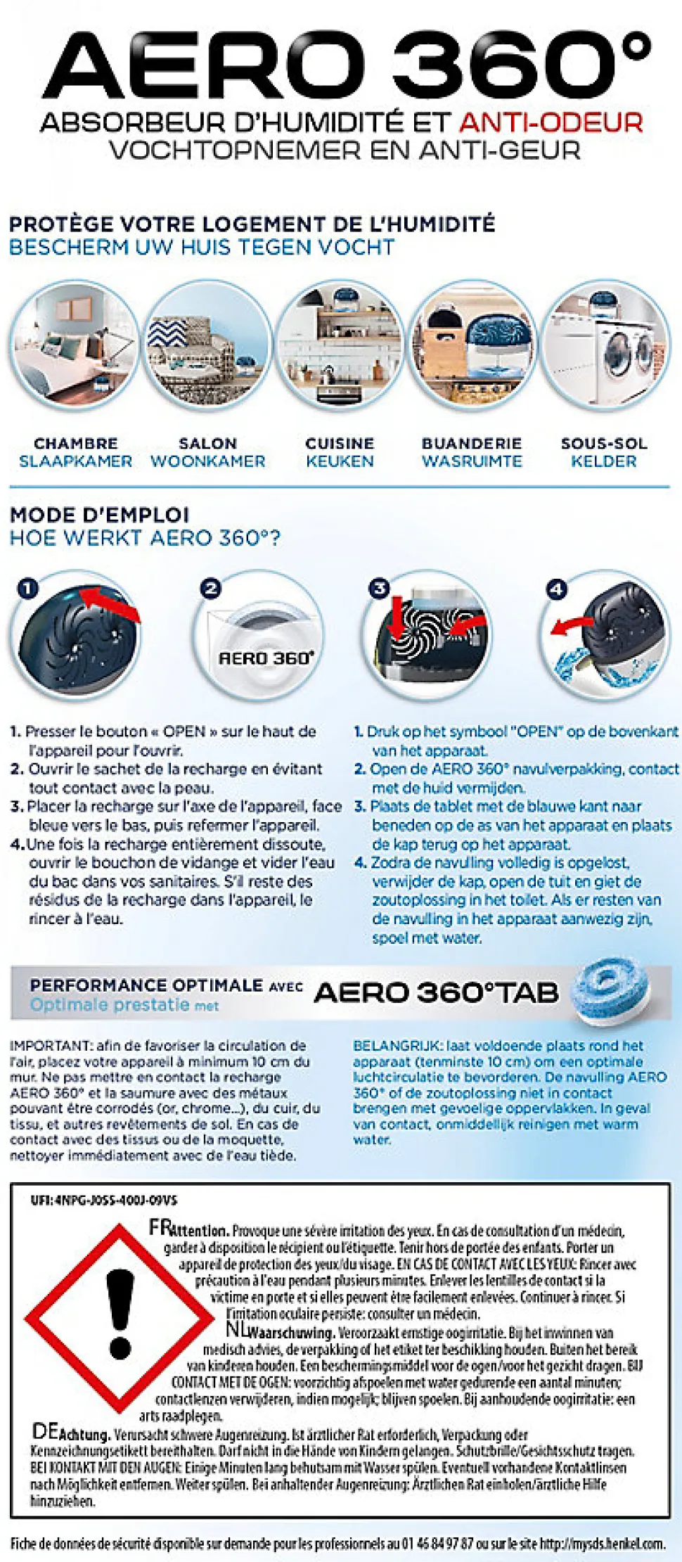 Absorbeur d'humidité AERO 360 Rubson 40m²