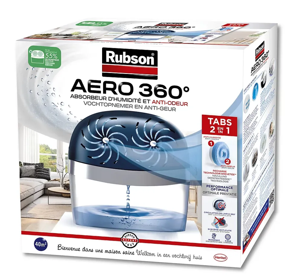 Absorbeur d'humidité AERO 360 Rubson 40m²