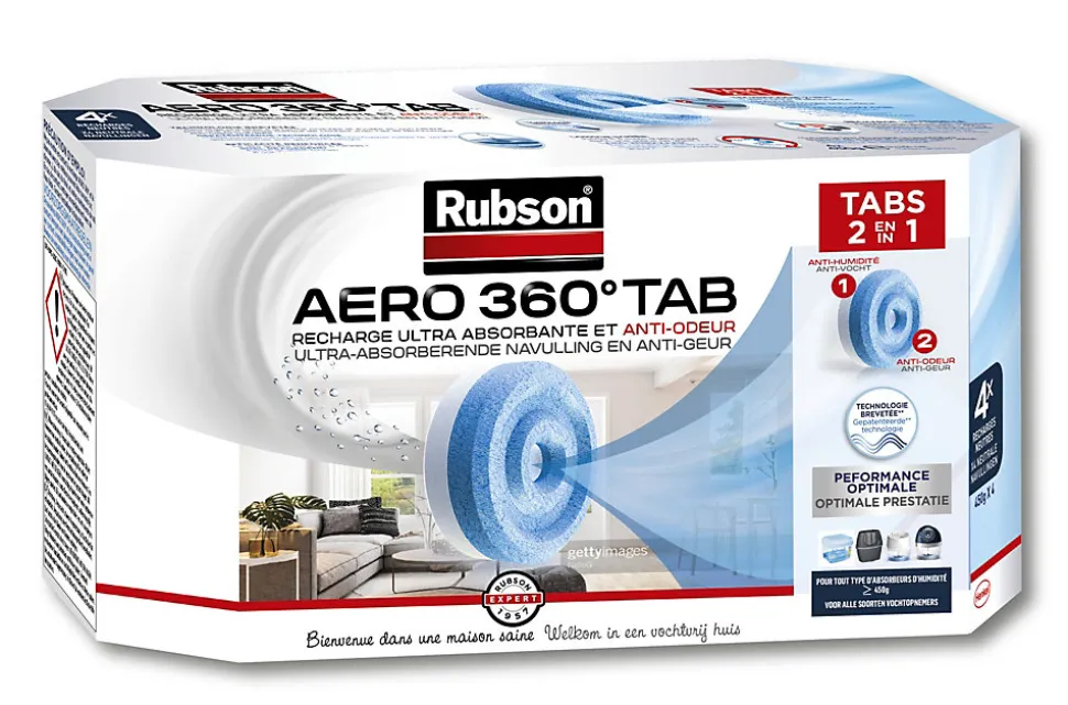 Absorbeur d'humidité AERO 360° Tab Rubson 4 recharges