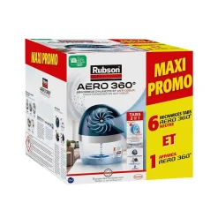 Absorbeur d'humidité aéro 360° 20m²+ 6 recharges Rubson