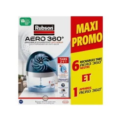 Absorbeur d'humidité aéro 360° 20m²+ 6 recharges Rubson