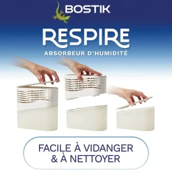 Absorbeur d'humidité avec 2 tablettes de 250 g Bostik Respire pour surface de 25 m²