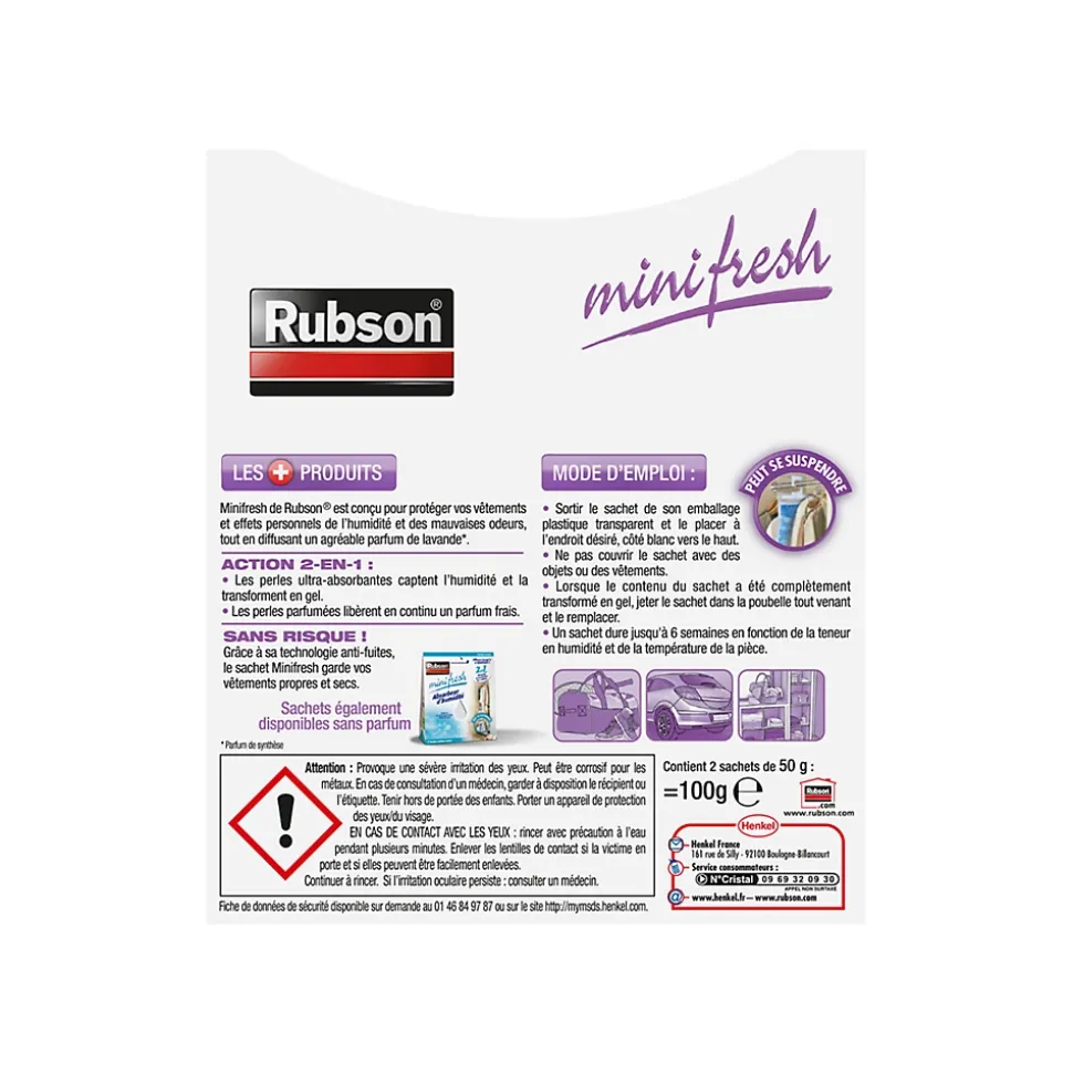 Absorbeur d'humidité Mini fresh lavande 2x50g Rubson