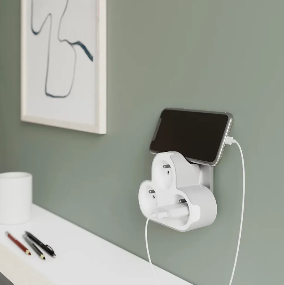 Adaptateur triplite + 2 USB Jacobsen blanche 16A