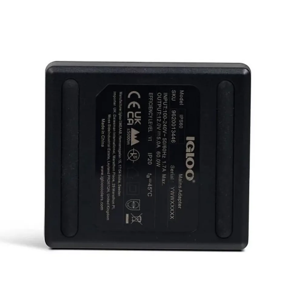 Adaptateur 230V vers 12V IGLOO avec câble détachable 230V noir compact