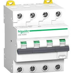 A9d55410 Disjoncteur Différentiel Tétrapolaire 4p 10a - 300ma - 6ka - Type Ac Courbe C - Schneider Acti9 Rcbo Ic60