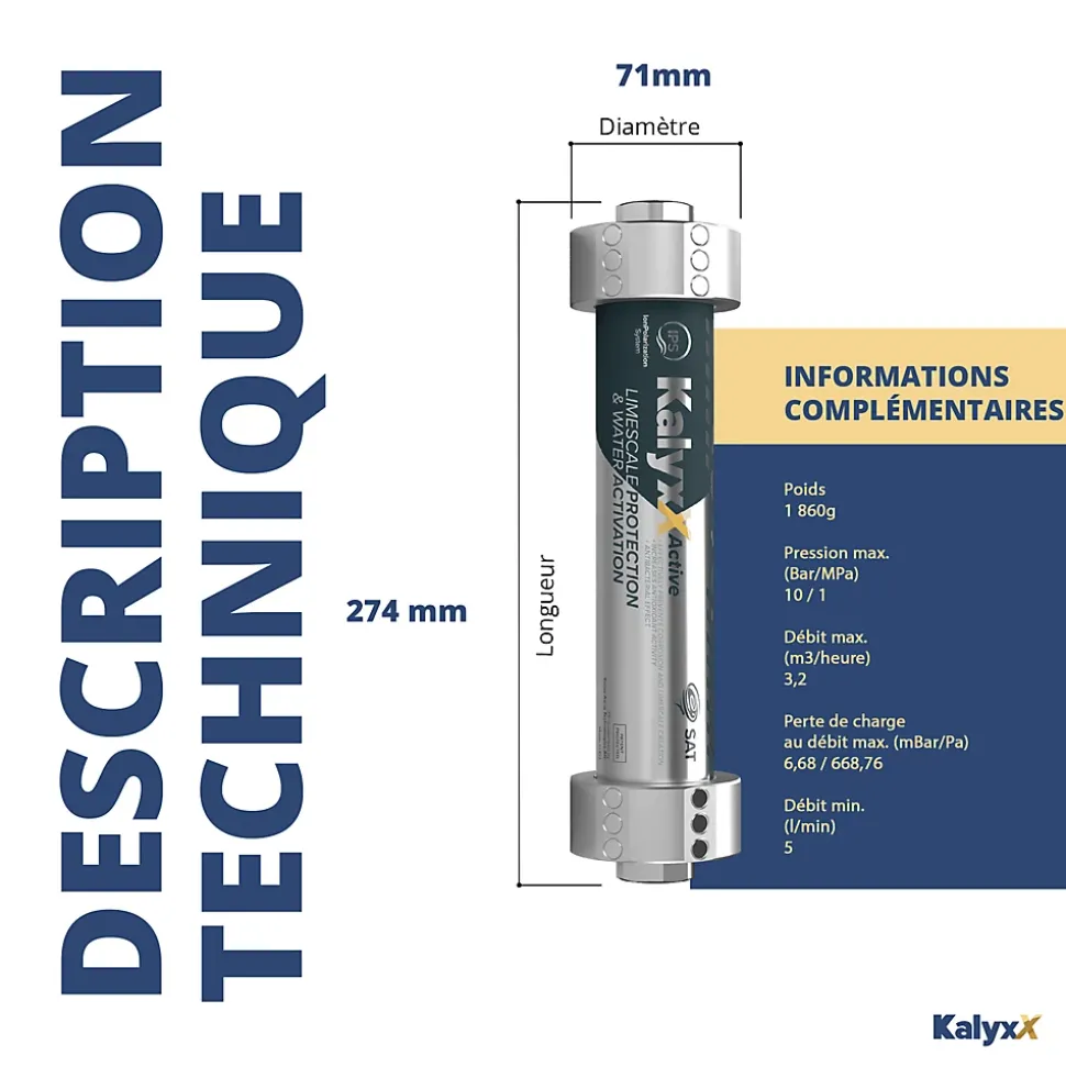 Adoucisseur d'eau Anticalcaire Antibacterien innovant IPS Kalyxx Active G1/2 " femelle (IPSKXAG12)