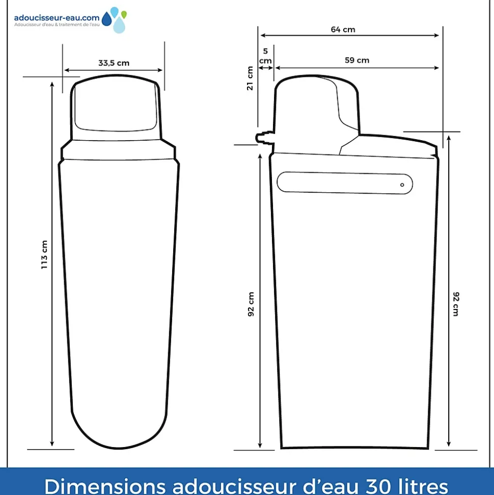 Adoucisseur D'eau 30L Fleck 5800 SXT Monobloc Volumétrique Electronique Anti Calcaire Fabriqué En France