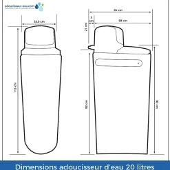 Adoucisseur D'eau 20L Fleck 5800 SXT Monobloc Volumétrique Anti Calcaire Fabrication Française