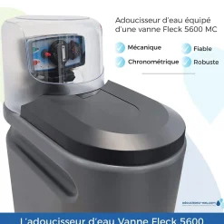Adoucisseur Eau 25L Fleck 5600 MC Mécanique Chronométrique Complet Avec Accessoires Fabriqué En France