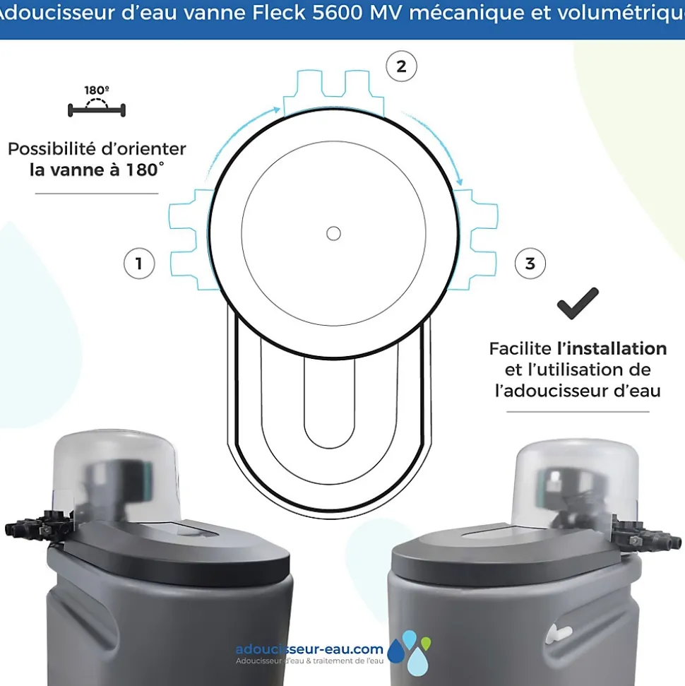Adoucisseur Eau 20L Fleck 5600 MV Mécanique Volumétrique Complet Avec Accessoires Fabriqué En France