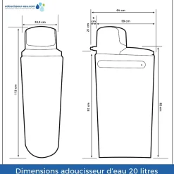 Adoucisseur Eau 20L Fleck 5600 MV Mécanique Volumétrique Complet Avec Accessoires Fabriqué En France