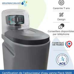 Adoucisseur Eau 20L Fleck 5600 MV Mécanique Volumétrique Complet Avec Accessoires Fabriqué En France