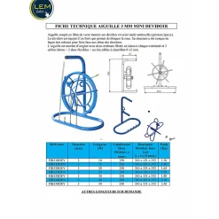 Aiguille tire-fil 3 mm L 50 M sur mini dévidoir (avec accessoires) tirage fibre Optique et électricien
