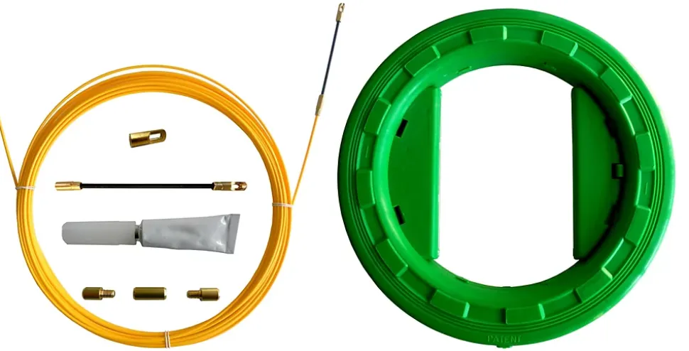 Aiguille tire-fil SNAKE en fibre de verre diamètre 3 mm, 30 mètres. Avec kit de réparation et carter de rangement