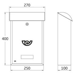 AMIG - Boîte aux lettres 2 INOX - 400 x 250 x 100 mm - Acier inoxydable - Inoxydable