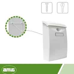 AMIG - Boîte aux lettres 7 - 345 x 240 x 105 mm - Plastique - Blanc