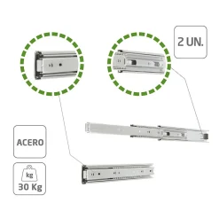 AMIG - Coulisse pour tiroir à bille 35 - 500 x 45 mm - Acier - Zingué
