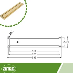 AMIG - Entrée de boîte aux lettres 2 - 342 x 73 mm - Laiton - Poli