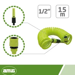 AMIG - Tuyau spirale R39 - 15 m - Caoutchouc EVA - Vert pistache