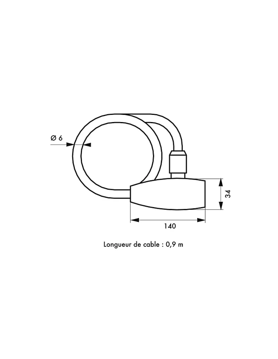 Antivol à combinaison Biker, 5 chiffres, chaîne acier, moto, 0.9m, noir - THIRARD