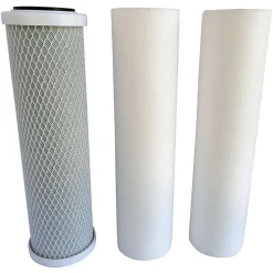 Aquawater - Kit de 3 cartouches pour Osmoseur, 2 filtrantes et 1 cartouche charbon actif