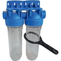 Aquawater - Station filtre double nu - Taille standard 10 - avec clé de déserrage