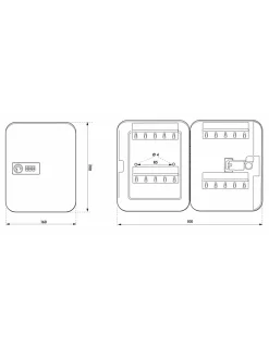 Armoire à clés à combinaison, 3 chiffres, capacité 30 clés, 200x160x75mm, époxy noir - THIRARD
