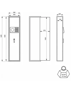 Armoire à fusils Monteria, fermeture électronique à code, 4 pênes, capacité de 5 fusils - THIRARD