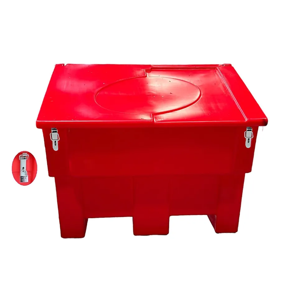 Bac à sable incendie/ à sel de déneigement 300l+ grenouillères + cadenas-lot de 6