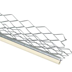 Baguette d’angle extérieur en acier galvanisé avec cordon PVC sable 3 000 x 35 x 35 mm