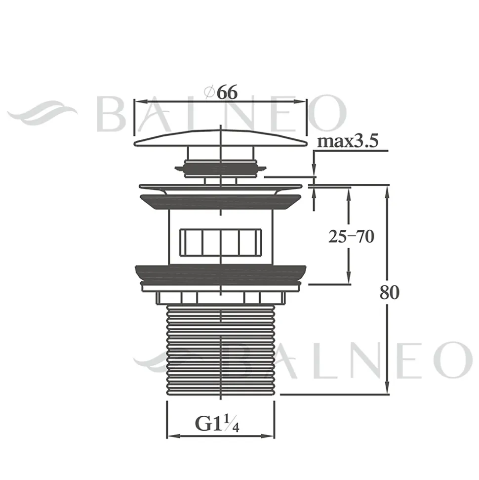 Balneo Bonde clic-clac avec trop-plein, pour lavabo, finition chrome, laiton