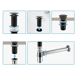Balneo Bonde clic-clac sans trop-plein, pour lavabo, finition gold, laiton