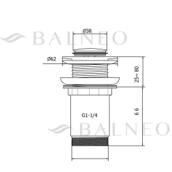 Balneo Bonde clic-clac sans trop-plein, pour lavabo, finition gold, laiton