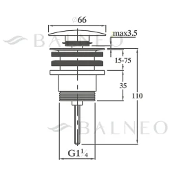 Balneo Bonde clic-clac universelle, pour lavabo, finition gold, laiton