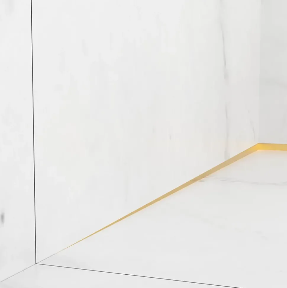 Balneo Profilé murale inclinée à gauche pour douche 170cm, acier inoxydable, finition gold, Pente de 1,5%