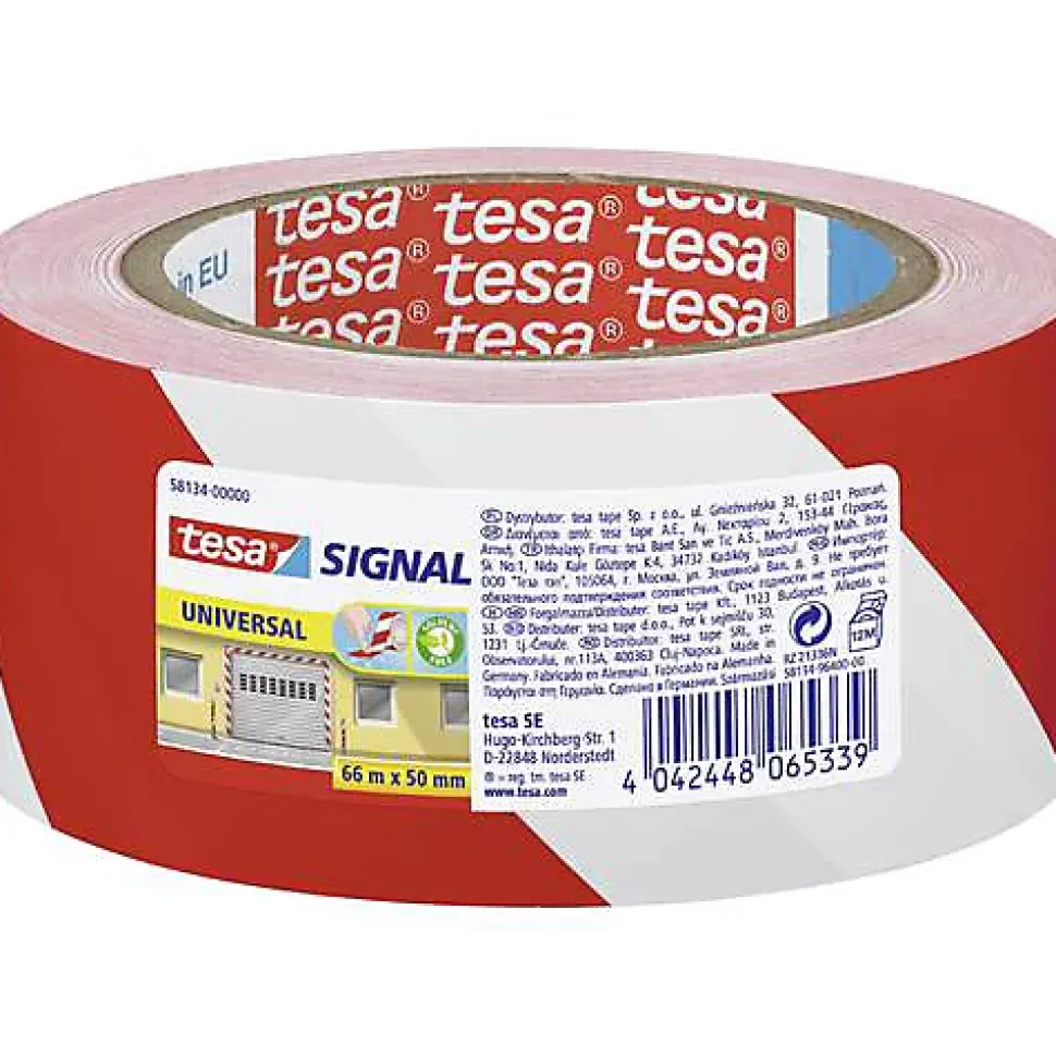 Bande adhésive de marquage tesa Signal Premium 58134-00000-00 rouge et blanc 50 mm x 66 m