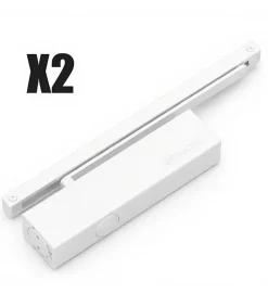 Bandeau Ferme portes double à force réglable 1 à 3 tirant gauche blanc Ensemble 2 Vantaux