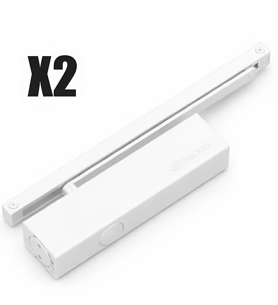 Bandeau Ferme portes double à force réglable 1 à 3 tirant gauche blanc Ensemble 2 Vantaux