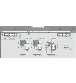 Bandeau Ferme portes double à force réglable 1 à 3 tirant gauche blanc Ensemble 2 Vantaux