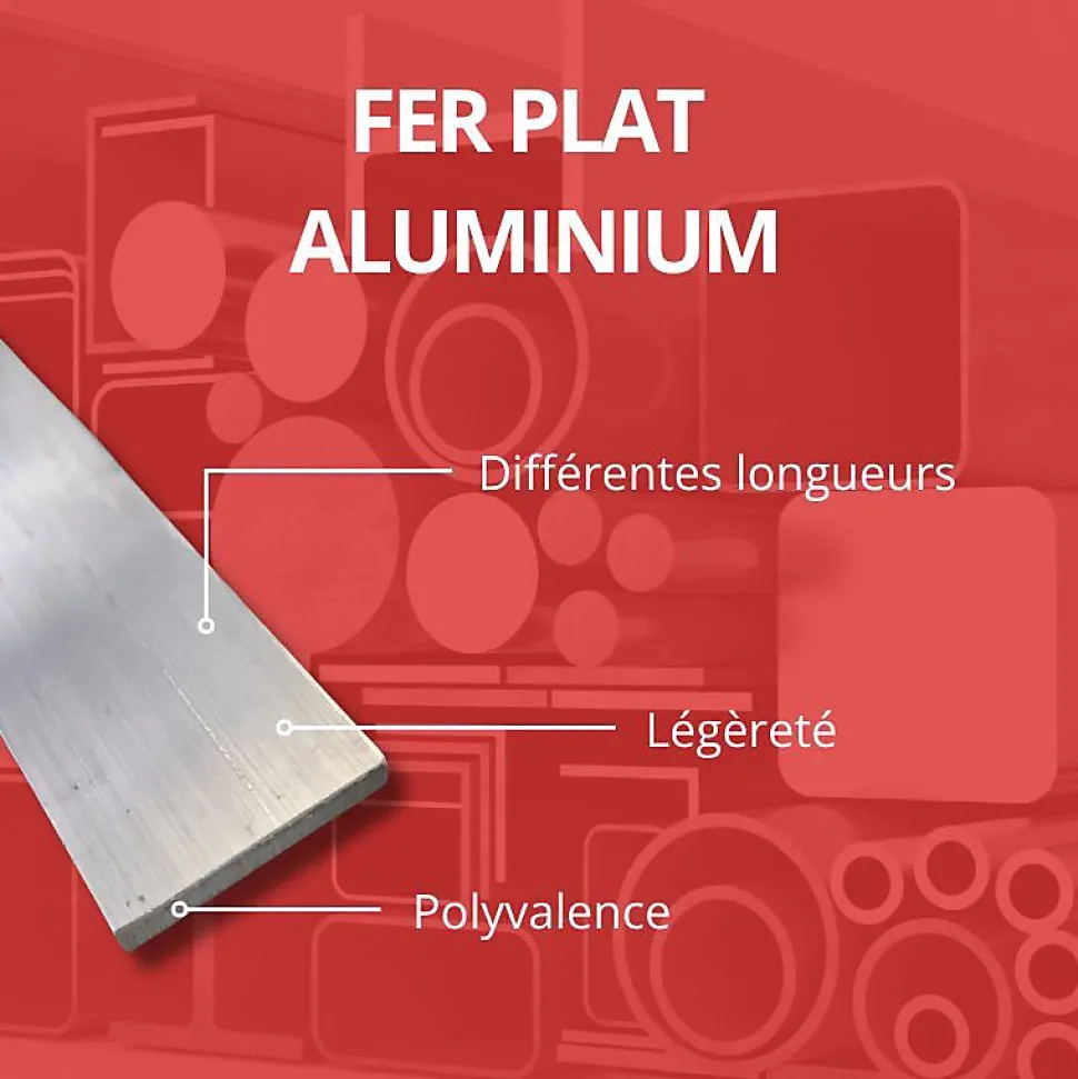 Barre aluminium plate 50mm ep 3 mm, Longueur : 4 metres - Comment Fer