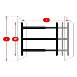 3 barreaux télescopiques de fenêtre, acier noir Afbat, L.48 à 90 cm