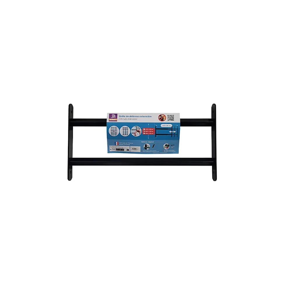 2 barreaux télescopiques de fenêtre, acier noir, Afbat, L.48 à 90 cm