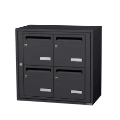 Bloc collectif leabox.com, 2x2, grade 3, simple face, Intérieur, fixation murale, gris anthracite RAL 7016 finition brillante