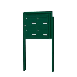 Bloc collectif leabox.com, 2x2, grade 3, simple face, Extérieur, fixation sur pieds à sceller, Vert mousse RAL 6005 brillant