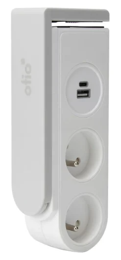 Bloc multiprise Gekko 4 prises blanc - clipsable - Otio