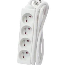 Bloc multiprise 4x16A 3500W câble 5m - blanc - Chacon