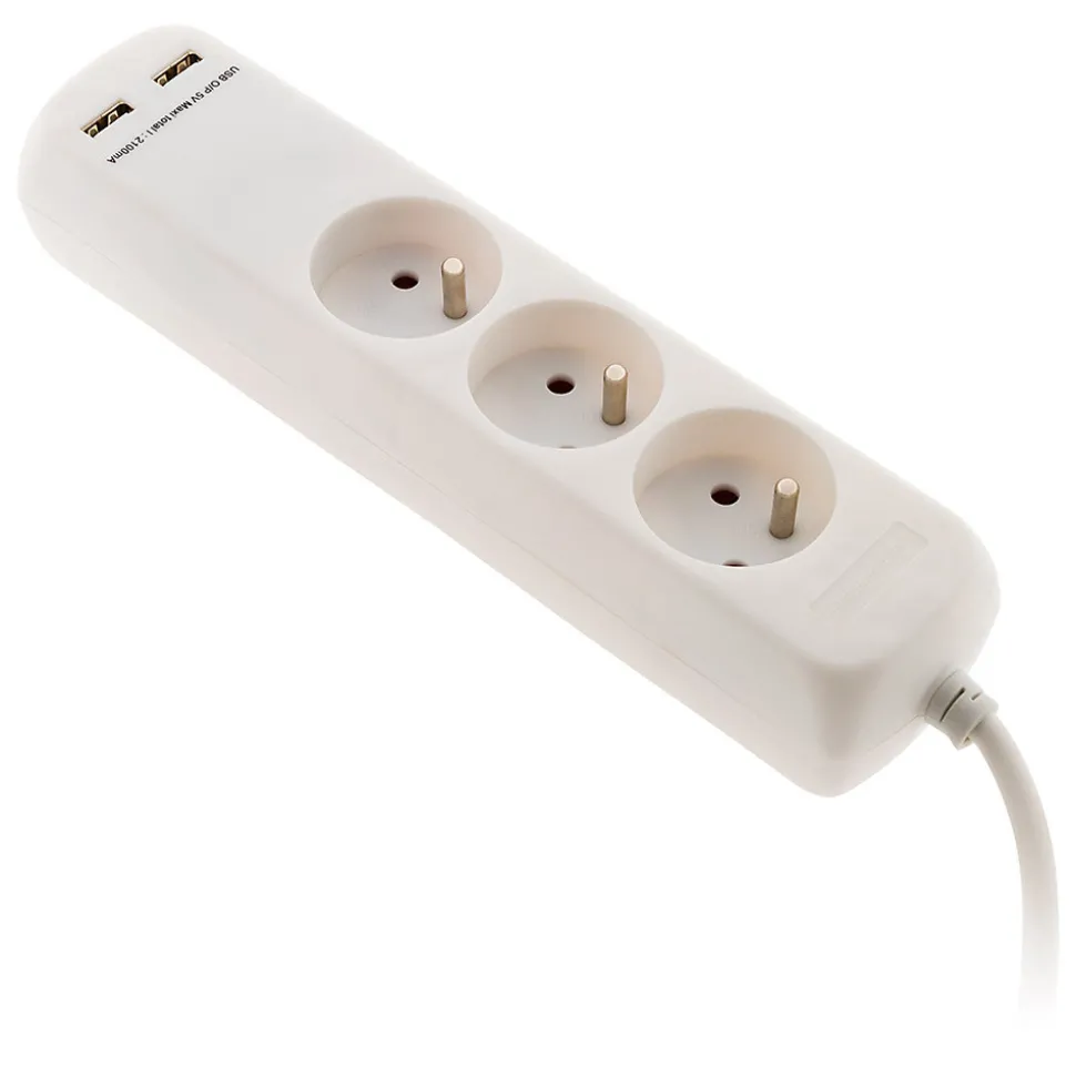 Bloc 3 prises 16A 2P+T avec 2 USB - Zenitech