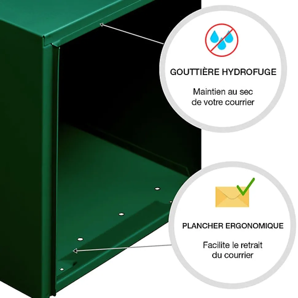 Boite aux lettres Préface 1 porte Vert brillant RAL 6005B