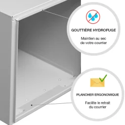 Boite aux lettres Préface 1 porte Gris polaire mat RAL 9006 M